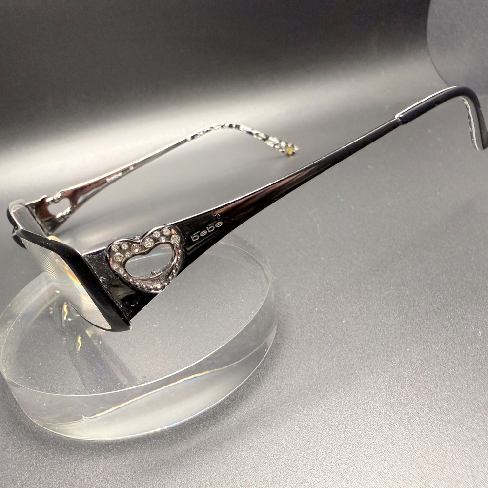 Bebe Ambitious Bb5014 Black Rhinestone Heart Glas… - image 5